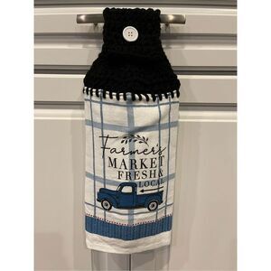 Crochet Top Kitchen Towel- Farmer’s Market Fresh & Local With Pickup Truck